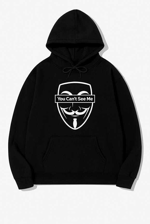Mask Patterned Hooded Sweatshirt - 1