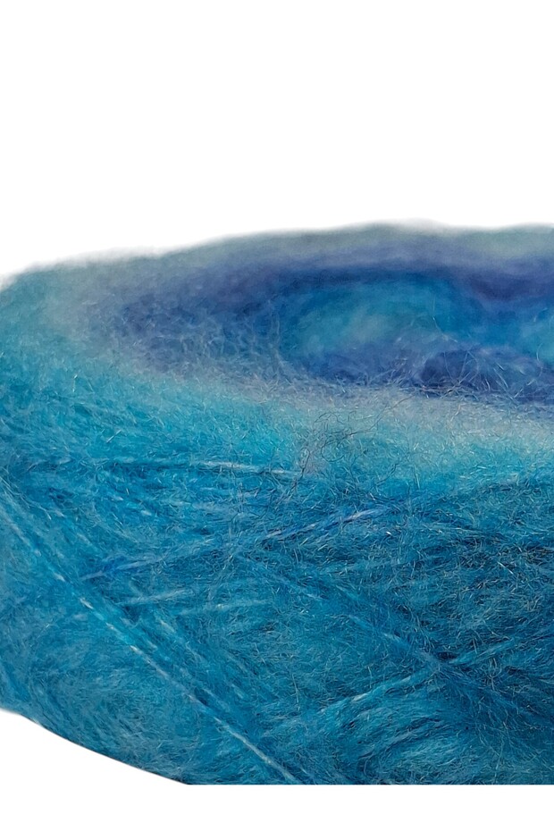 Mavi tonlarında cake angora örgü ipi (200 gr.) - 4