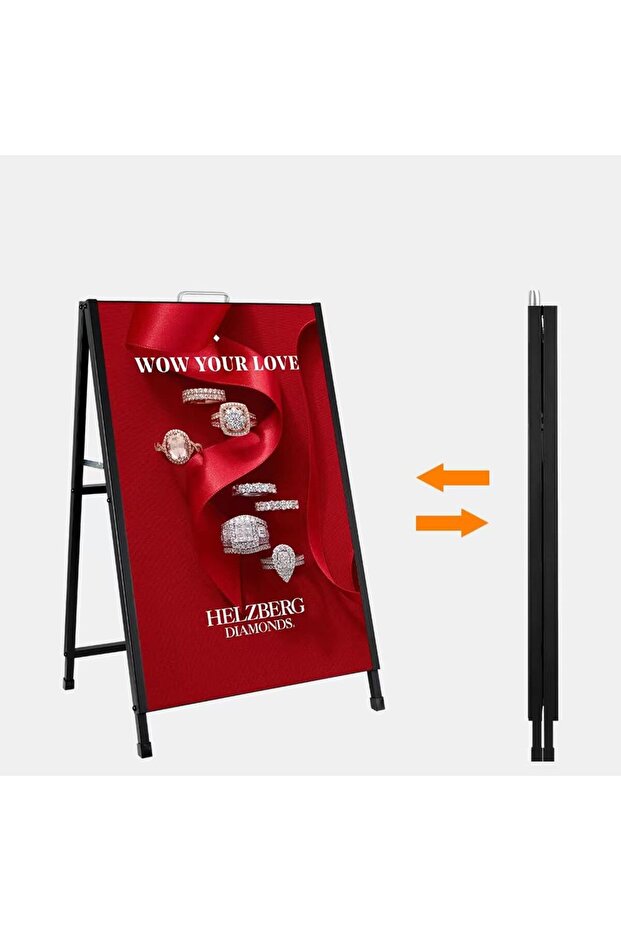Double-Sided KT Board Display Stand with Top-Loading Slots - Portable Folding A-Frame Sign Holder - 8