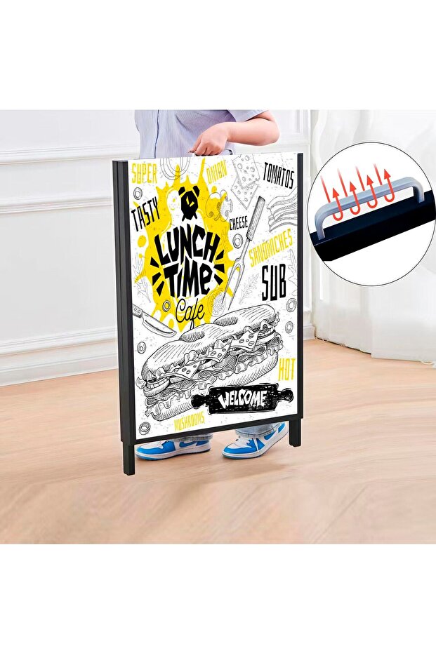 Double-Sided KT Board Display Stand with Top-Loading Slots - Portable Folding A-Frame Sign Holder - 3