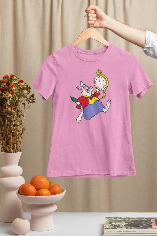 White Rabbit Crew Neck 100% Cotton Printed Short Sleeve Children's and Teenage T-Shirt