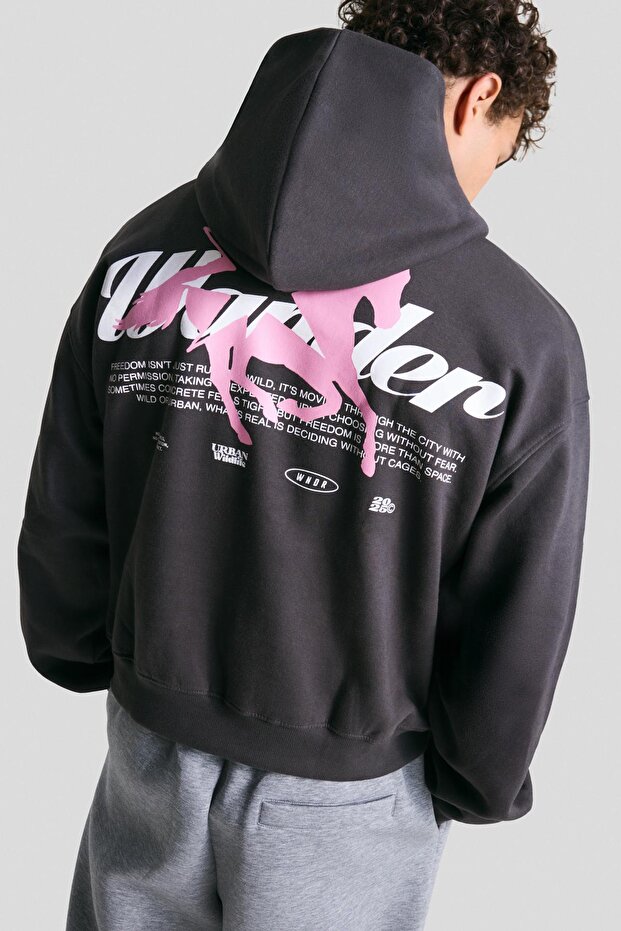 Baskılı kapüşonlu sweatshirt - 1