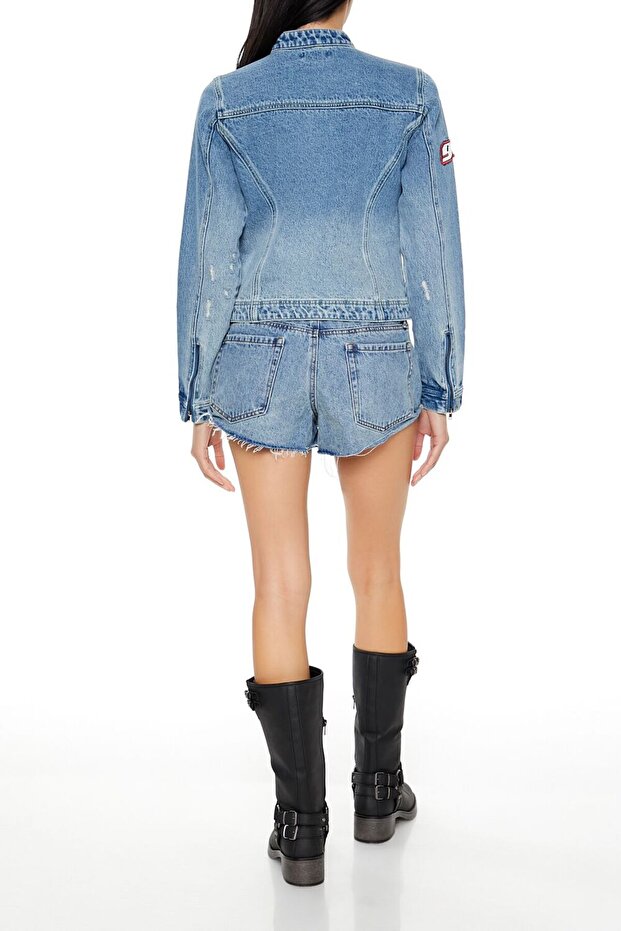 High-Rise Denim Şort - 5