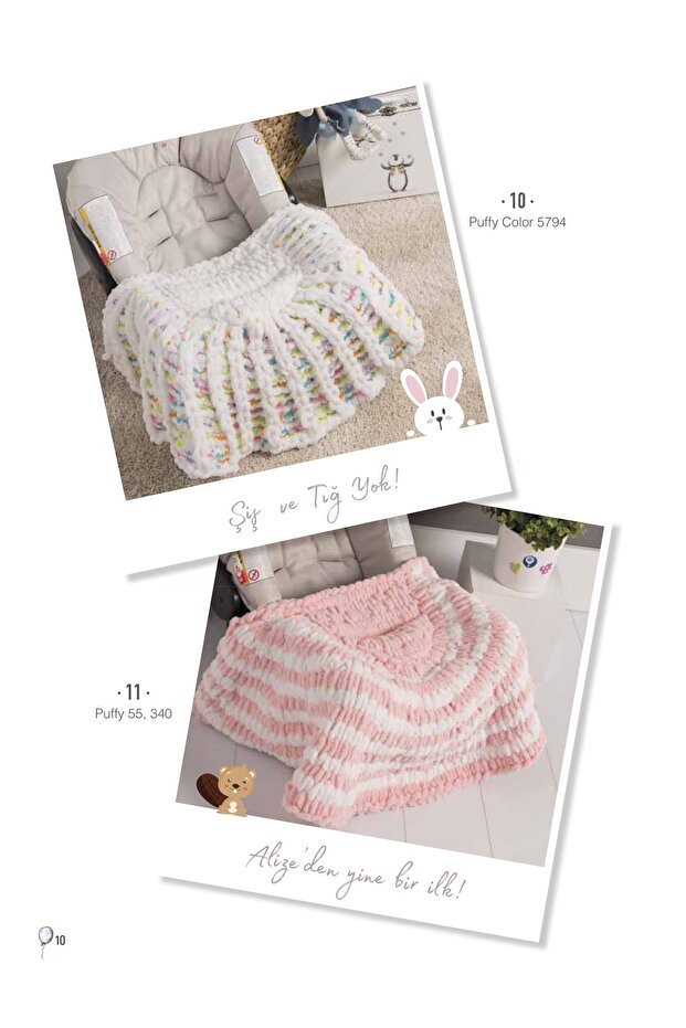 Puffy 3’lü Paket El Örgü İpi - Şişsiz – 100g x 3 Adet – Renk No: 55 - Beyaz - 6