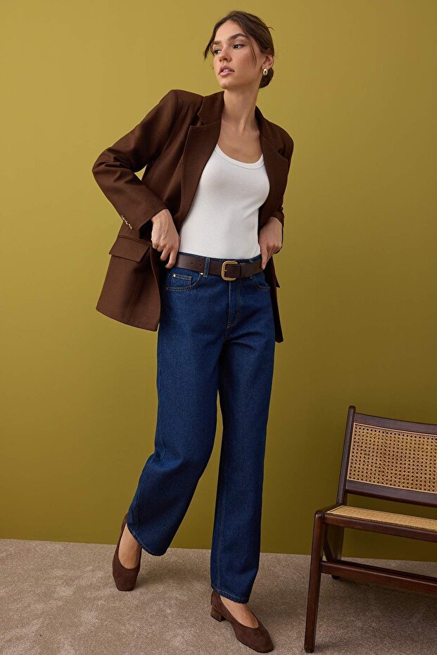 Необхідні речі в гардеробі Коричневий кашемір Спеціальна колекція Блейзер з вільним кроєм | TWOAW26BC00005 - 9