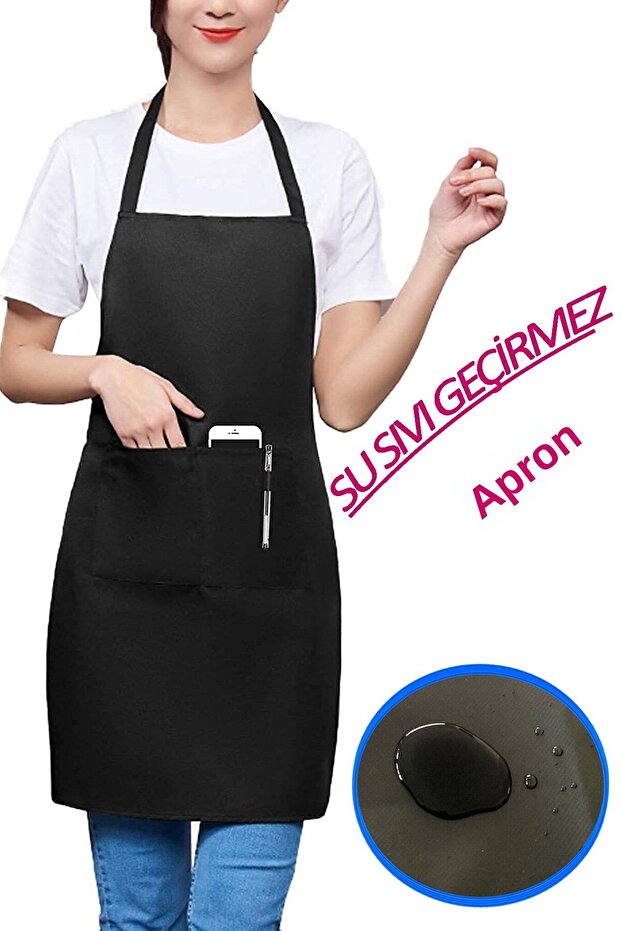 Waterproof Dishwashing Apron Kitchen Restaurant Waiter Chef Hanging Apron Stain Water Liquid Repellent Nano Apron with Pockets