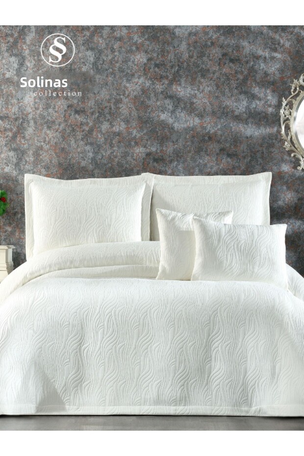 مفرش سرير مزدوج كريمي من ميرا - 1