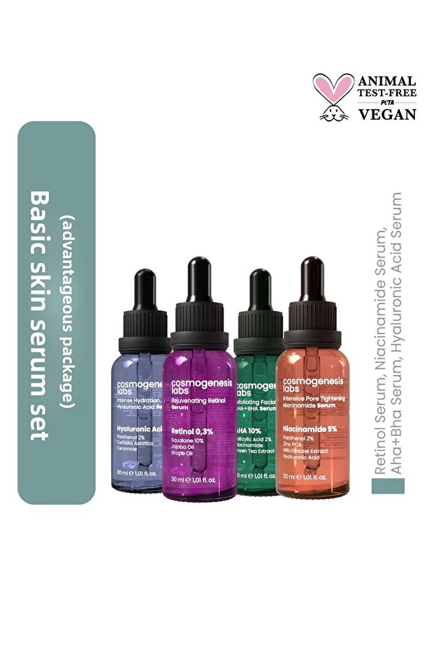 Basic 4-Piece Skin Serum Set Vegan (Advantageous Package)