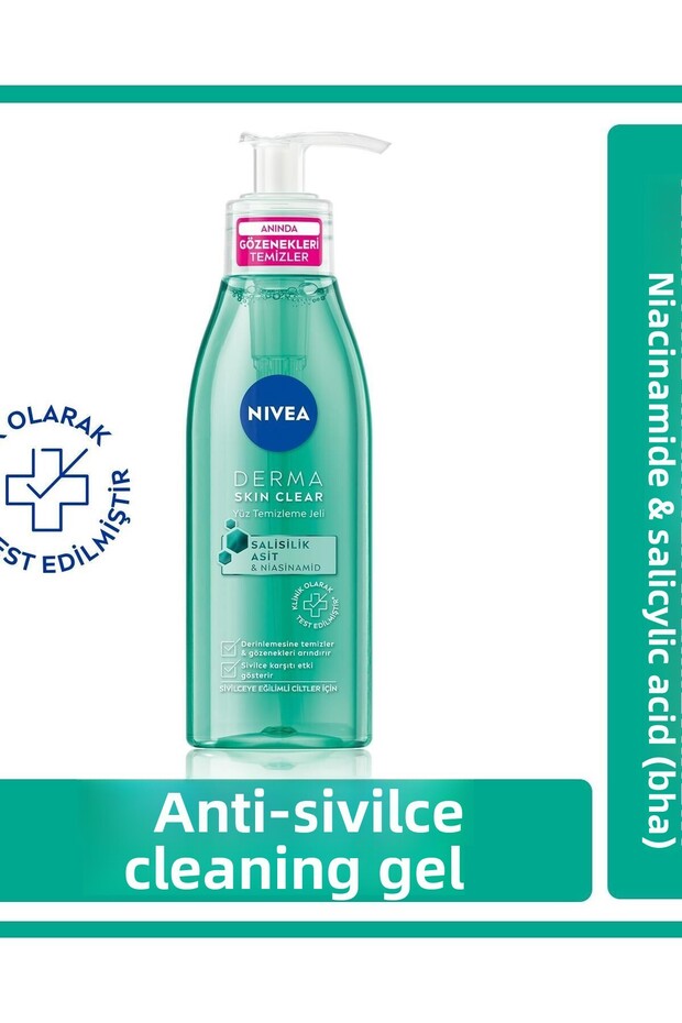 Nivea Derma Skin Clear Anti-Acne Facial Cleansing Gel Containing Niacinamide and Salicylic Acid (Bha)