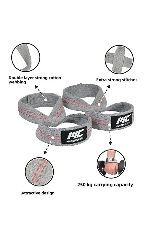 8 Loop Lifting Straps Gray (Size S-M) - 2
