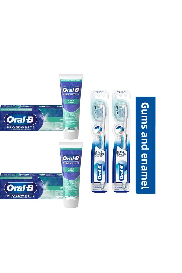 3D White Mild Mint Paste 75 ml Oral-B Pro Health Sensitive Tooth Enamel Ultra Fine Toothbrush2 + 2