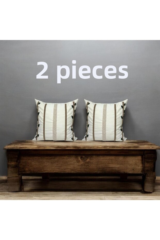 Bohemian Design Dal Series Linen Punch Throw Pillow Cover 43*43 cm (Panç)