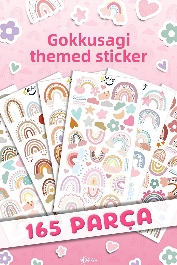 165 Pieces Rainbow Sticker Set - Pen Water Bottle Notebook Glass Table Laptop Tablet Sticker Water Resistant