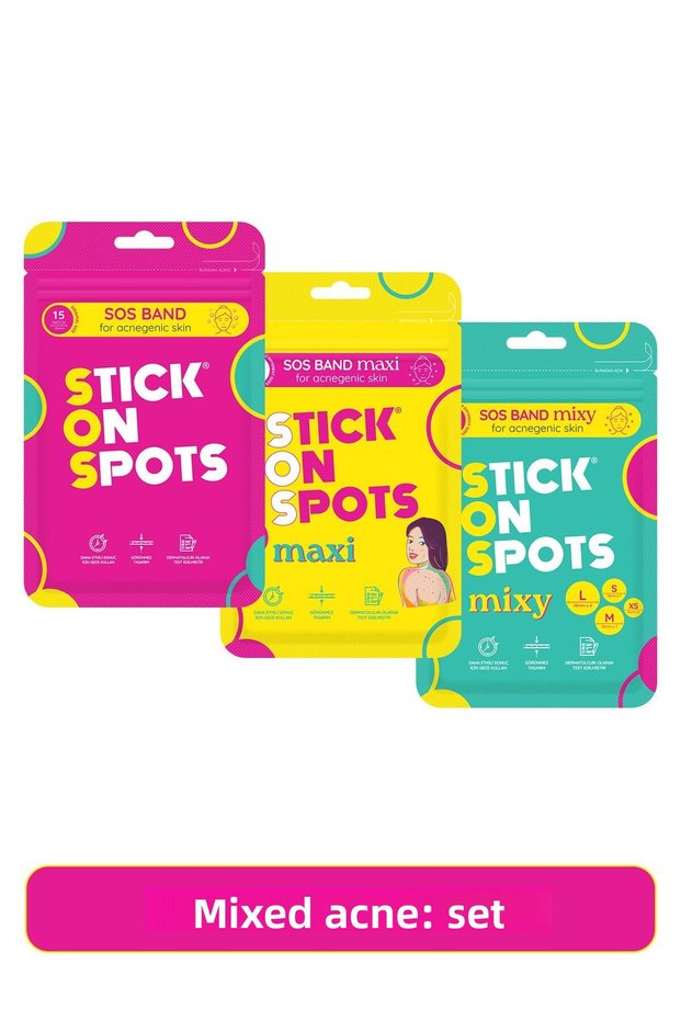 Sos Acne Tape Original (15-Pack) & Maxi (6-Pack) & Mixy (24-Pack): Mixed Acne Set - 100% Hydrocolloid
