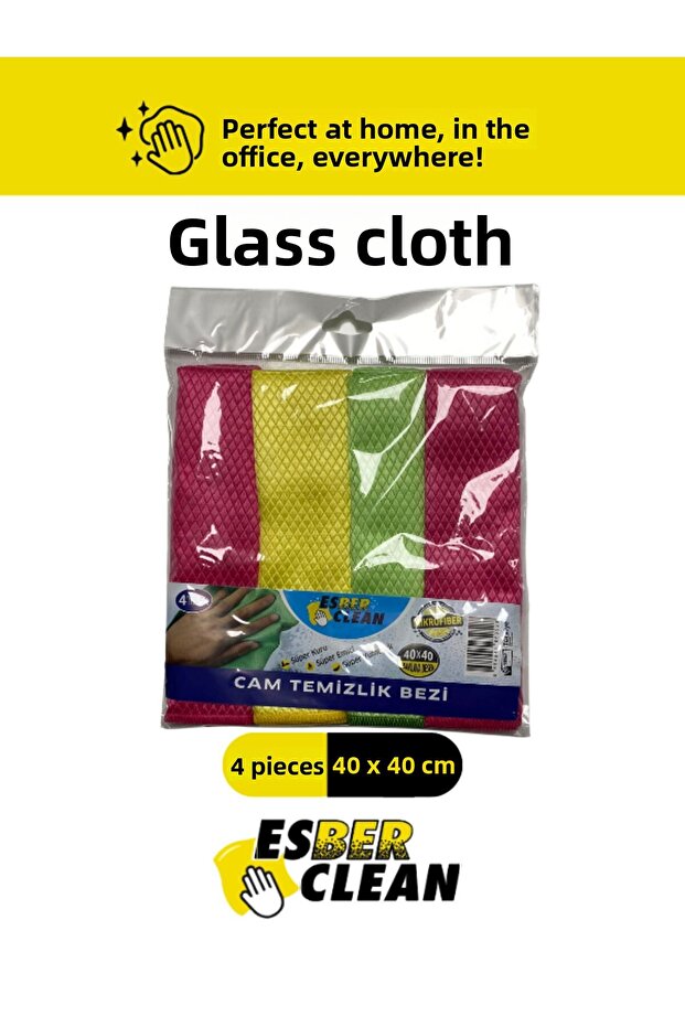 40X40 cm Glass Cloth 4-Piece Baklava Pattern Microfiber Cloth