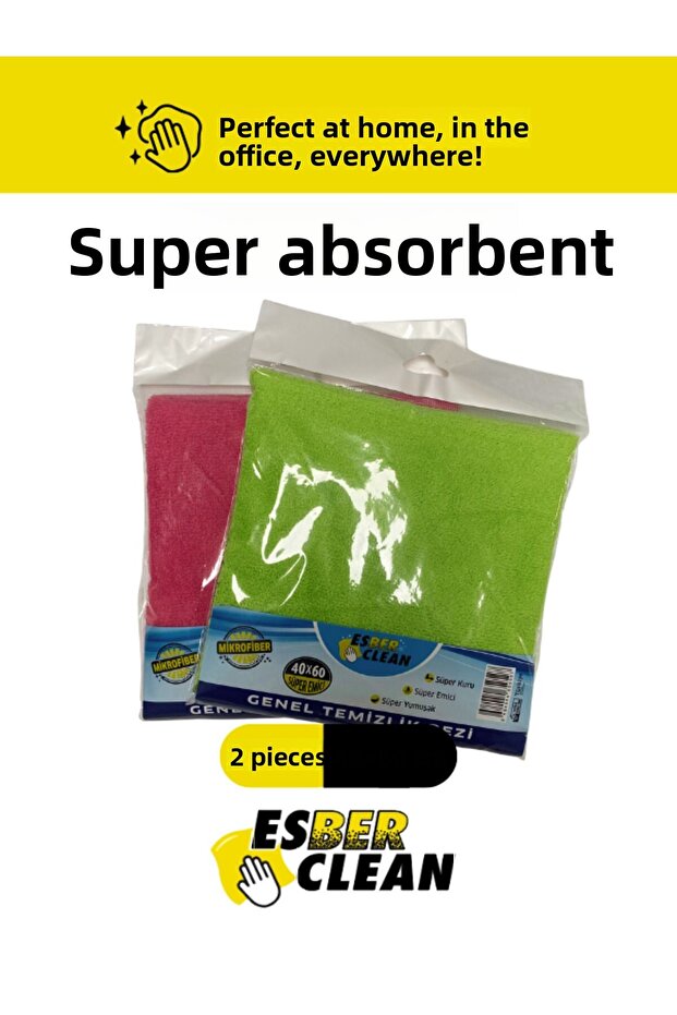 40X60 cm Microfiber Cleaning Cloth 2-Pack 240 Gsm Microfiber Super Absorbent Microfiber Floor and Surface Cleaning Cloth