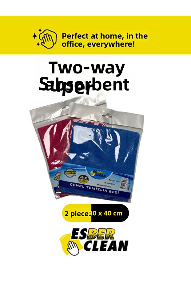 40X40 cm Microfiber Cleaning Cloth 2-Pack Dual-Sided Super Absorbent - 280 Gsm