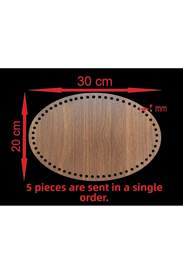 Wooden Walnut 30X20 cm 5 Pcs Bamboo Tray Mesh Plate Supla Perforated Coaster Crochet Base Craft Basket Base