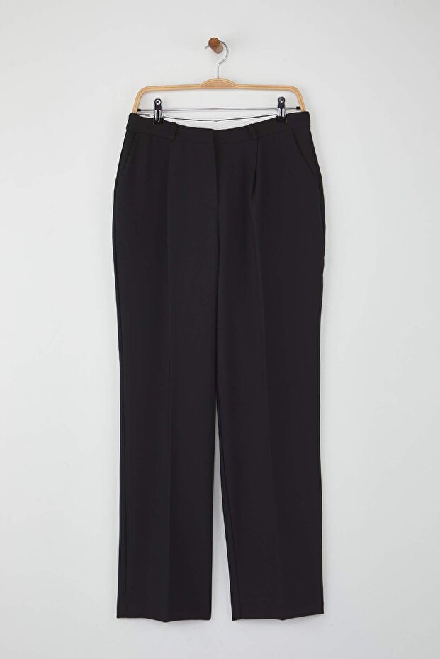 Wardrobe Essentials Siyah İçten Bel Ayarlamalı Wide Leg/Geniş Paça Bootcut Pantolon | TWOAW26PL00028 - 6