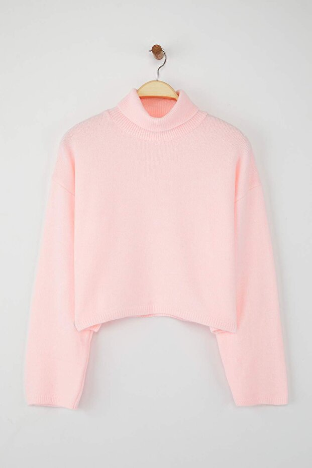 Wardrobe Essentials Pembe Geniş Kalıp Yumuşak Dokulu Crop/Kısa Triko Kazak TWOAW26KZ00113 - 5