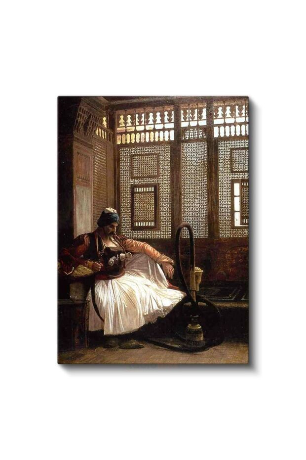 Osmanlı Keyfi - Nargile İçen Adam Kanvas Tablo - 2