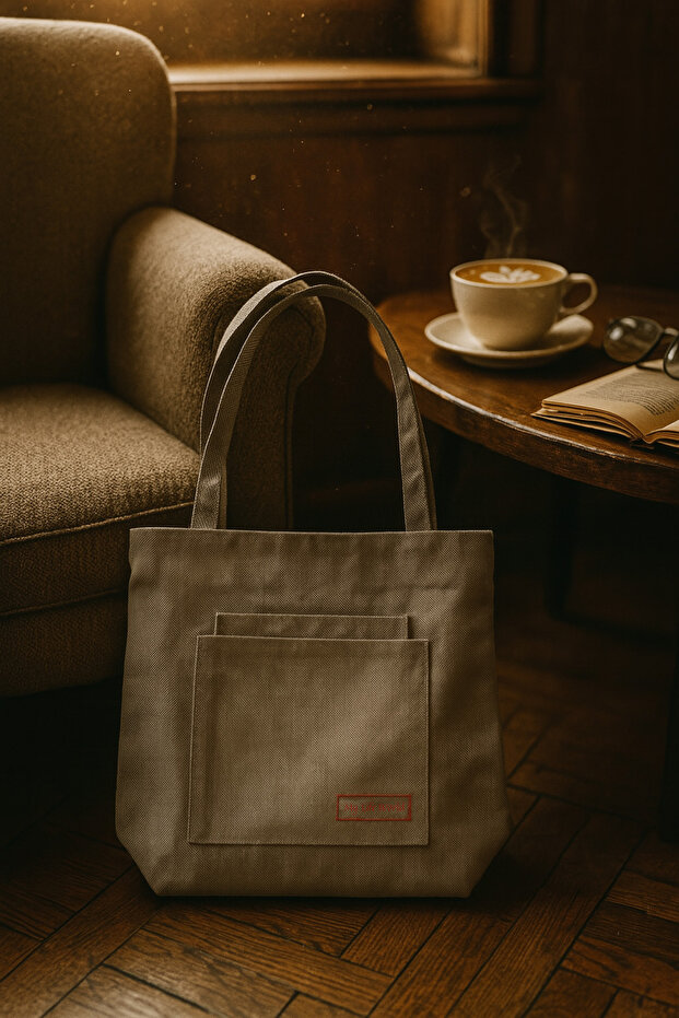 Multi-Purpose Premium Life Printed Light Gray Dot Pattern Medium Size Canvas Hand and Shoulder Bag - 4
