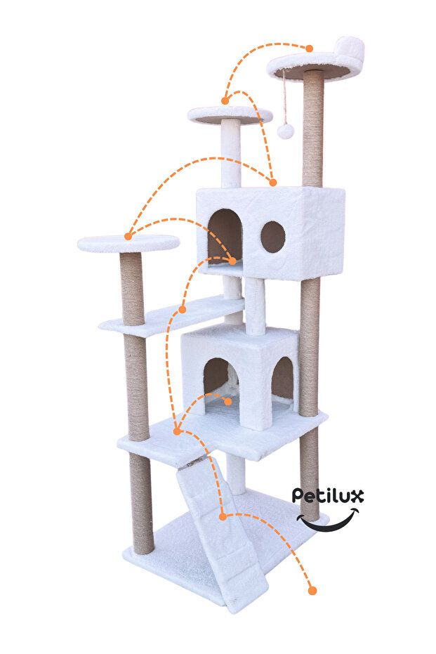 Multi-Storey Cat House and Scratching Tower Cat Play and Rest Area with Jute Drawstring Scratching Area - 4