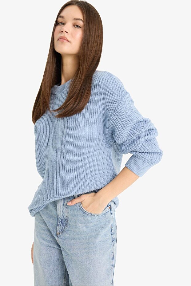 Regular Fit Bisiklet Yaka Kazak H6905AZ25WN - 3