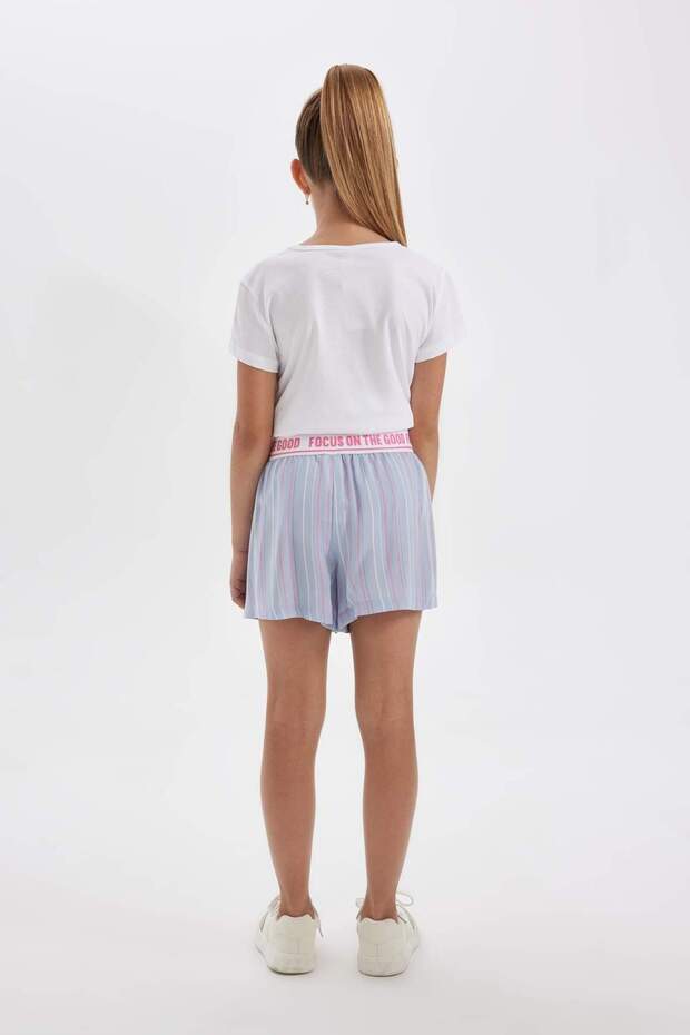 Kız Çocuk Pijama Takımı Baskılı Kısa Kollu Üst Şort C8501A824SM - 7