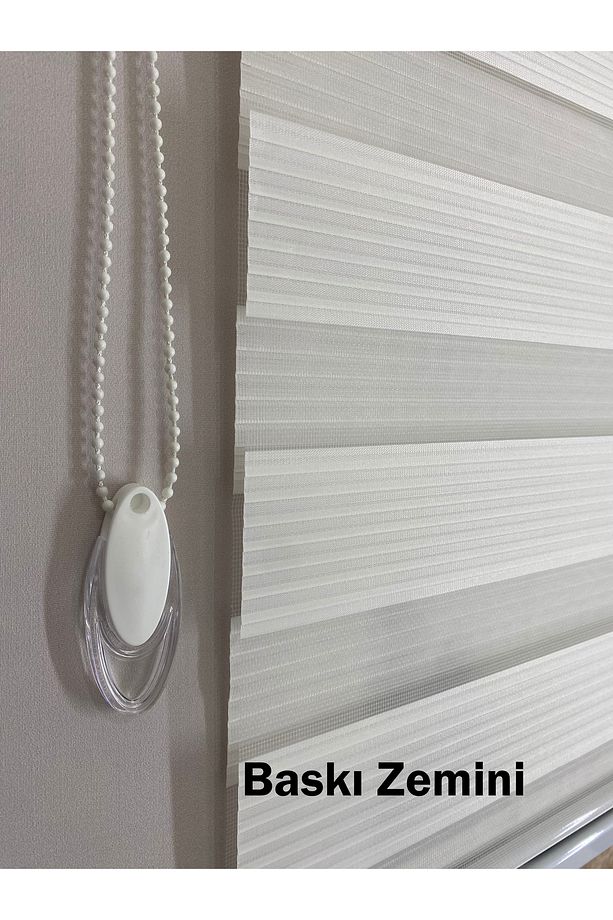 Mavi Salkım Yaprak Desenli Zebra Stor Perde – Mutfak-Modern Suluboya Bitki Temalı Perde - 5