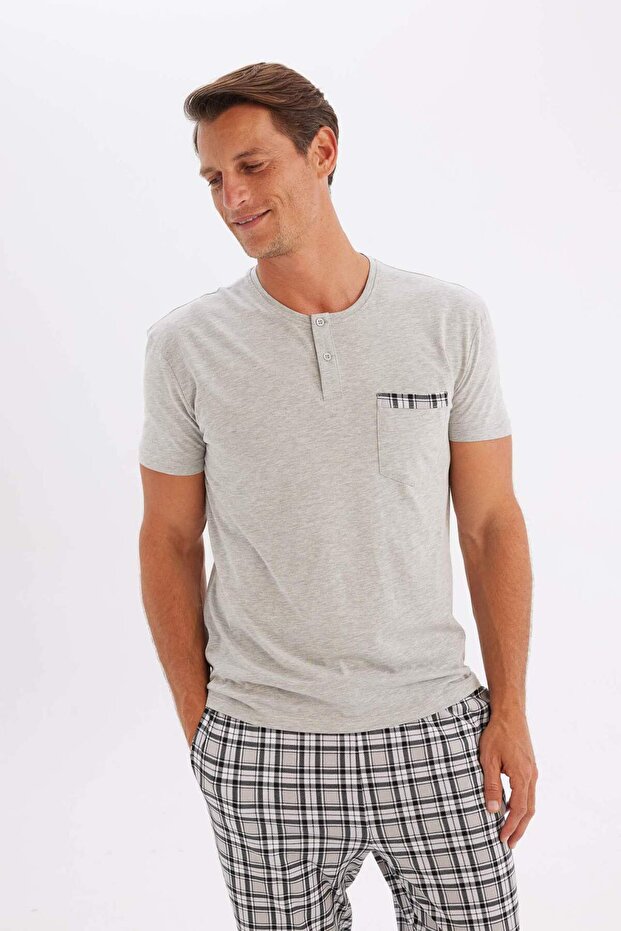 Regular Fit Kısa Kollu Pijama Takımı C2870AX24SM - 4
