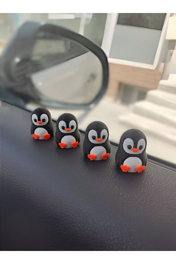Mini Penguen Takımı - Torpido & Dikiz Aynası Süsü (4’lü Set) - 4