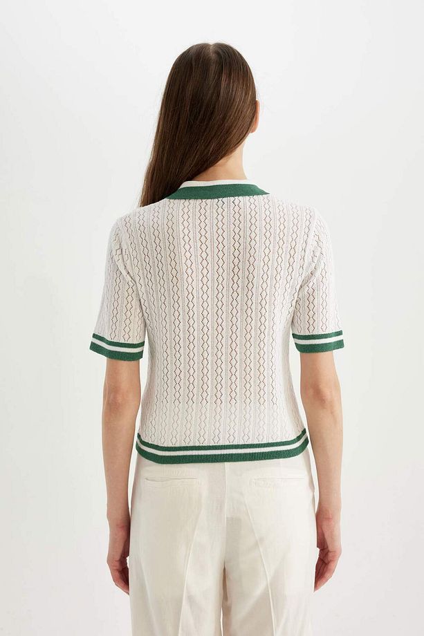 Regular Fit Polo Yaka Kısa Kollu Triko Tişört C6002AX24SM - 6