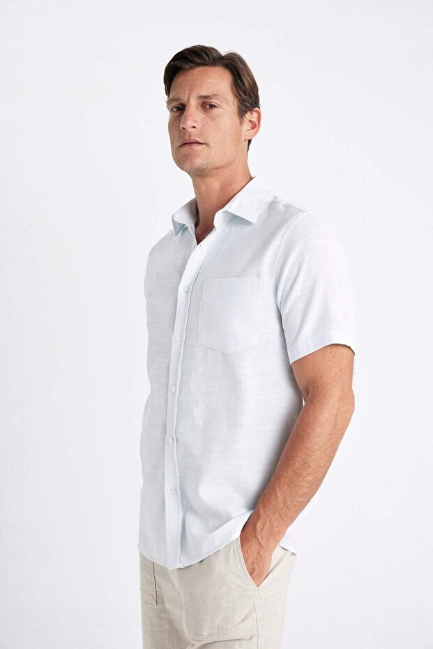 Regular Fit Yazlık Dokulu Kısa Kollu Gömlek C9435AX24SM - 3