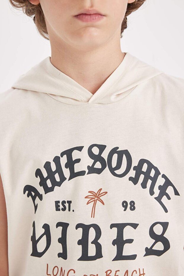 Erkek Çocuk Kapüşonlu Baskılı Atlet D0783A824HS - 5