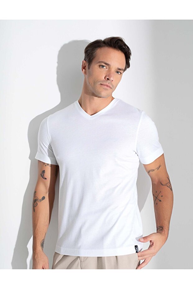 Тениска Erkek Basic V Yaka - 1