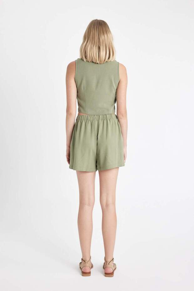 Regular Fit Normal Bel Keten Karışımlı Şort D0967AX24HS - 6