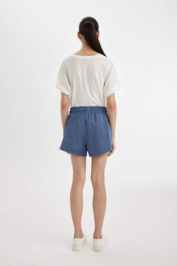 Relax Fit Beli Bağcıklı Basic Düz Şort D0615AX24SM - 6