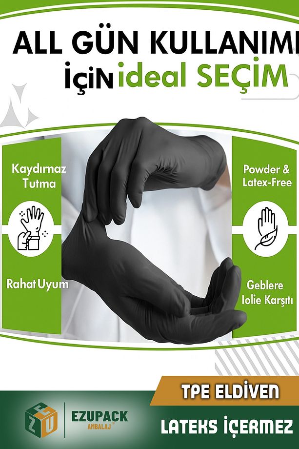L Size Slimfit Glove Tpe Terletmez Gıda Muayene Pudrasız Medikal Temizlik Mutfak(Lateks Nitril Yok) - 4
