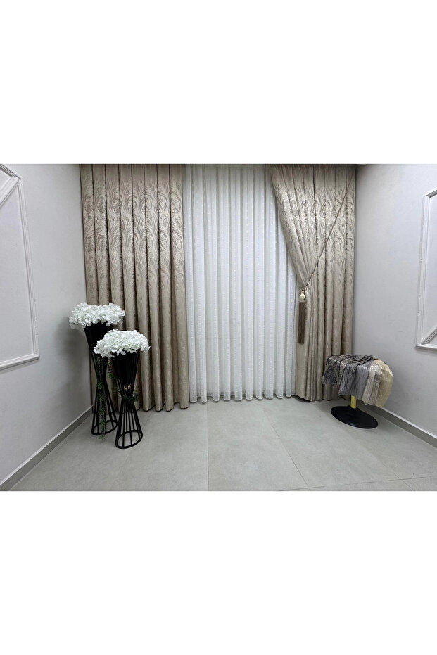 Nivemeshome Bade V_5206 1/3 Sık Pileli Fon Perde Apm - 1