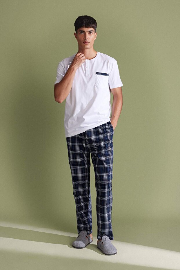 Regular Fit Kısa Kollu Pijama Takımı C2867AX24SM - 2