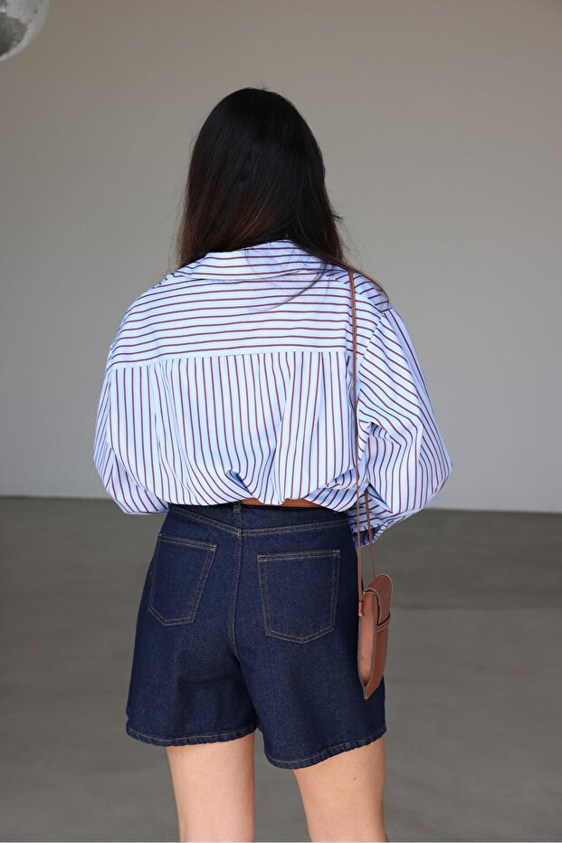 Geniş Kalıp Basic Denim Şort - 3