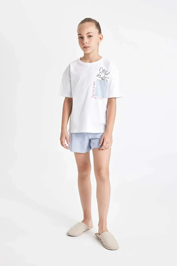 Kız Çocuk Disney Dumbo Pijama Takımı Kısa Kollu Üst Şort C8518A824SM - 1