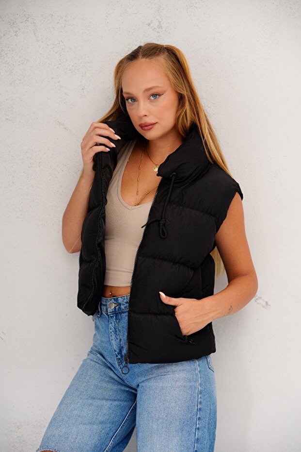 Kadın Astarlı Oversize Şişme Yelek - 7