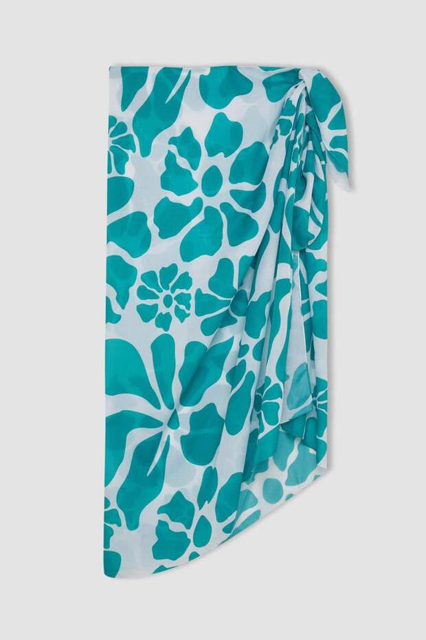 Women's Floral Patterned Long Pareo C6073Ax24Sm