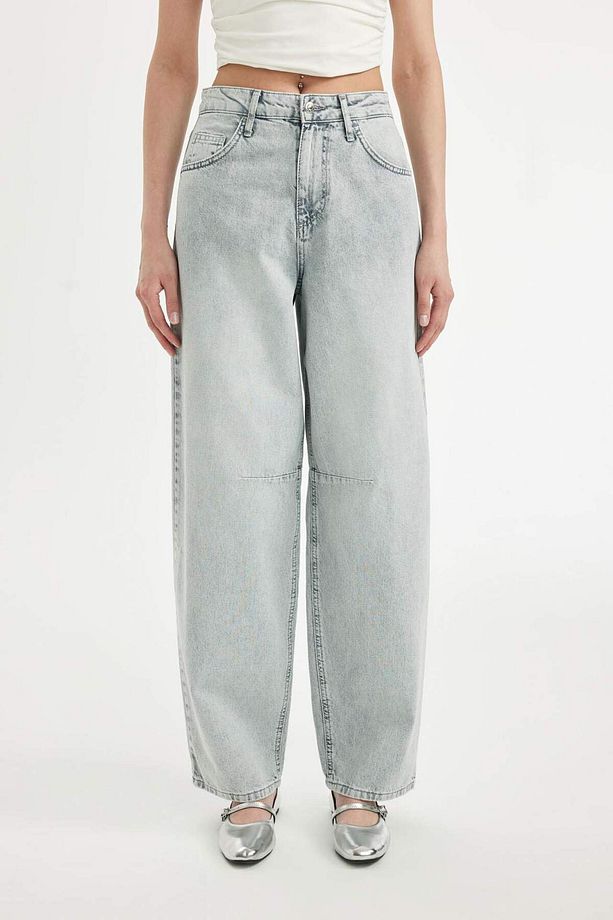Baggy Fit Yüksek Bel Uzun Jean Yıkamalı Pantolon D0192AX24HS - 6