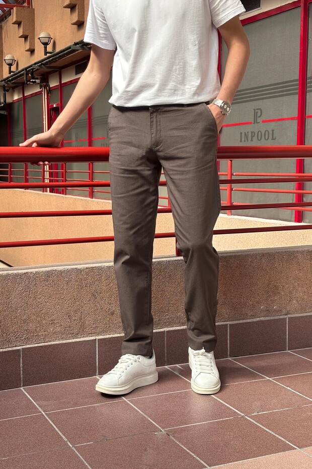 Men, Linen Weaving, Cotton Fabric, Regular Fit, Seasonal Pants 294