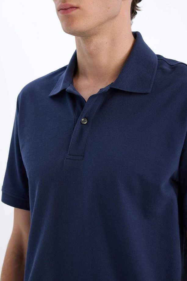 %100 Pamuk Regular Fit Polo Yaka Kısa Kollu Basic Düz Pike Kumaş Tişört C1293AX24SP - 5