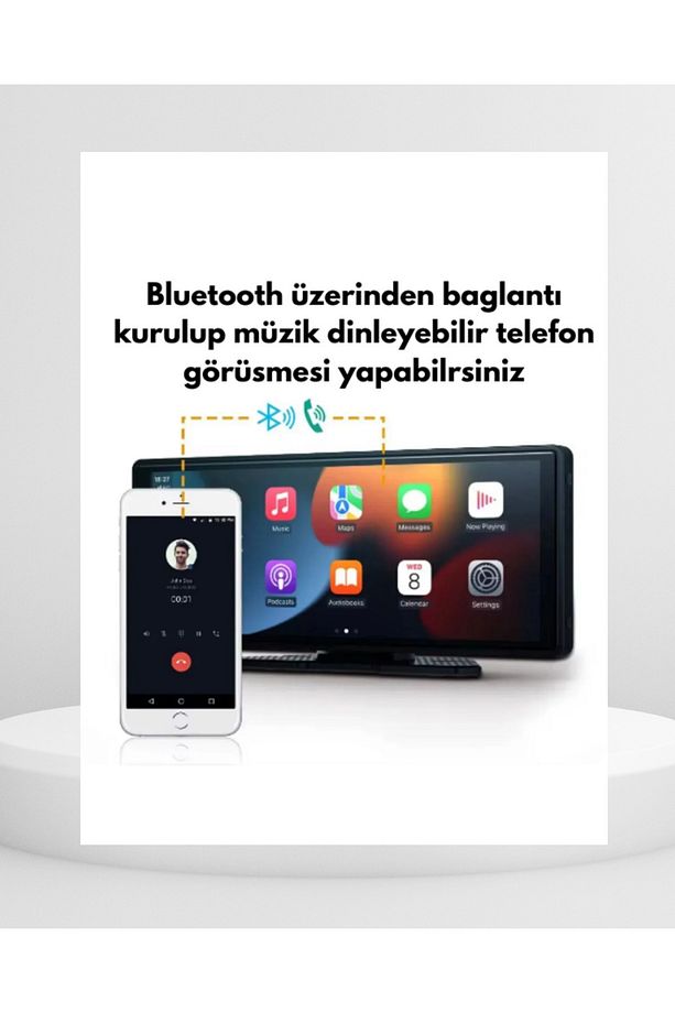Ekranlı Carplay Apple Android Uyumlu 10.2 inç 4K Görüntü Arka/Ön Görüş Kameralı Araç Ekranı - 1