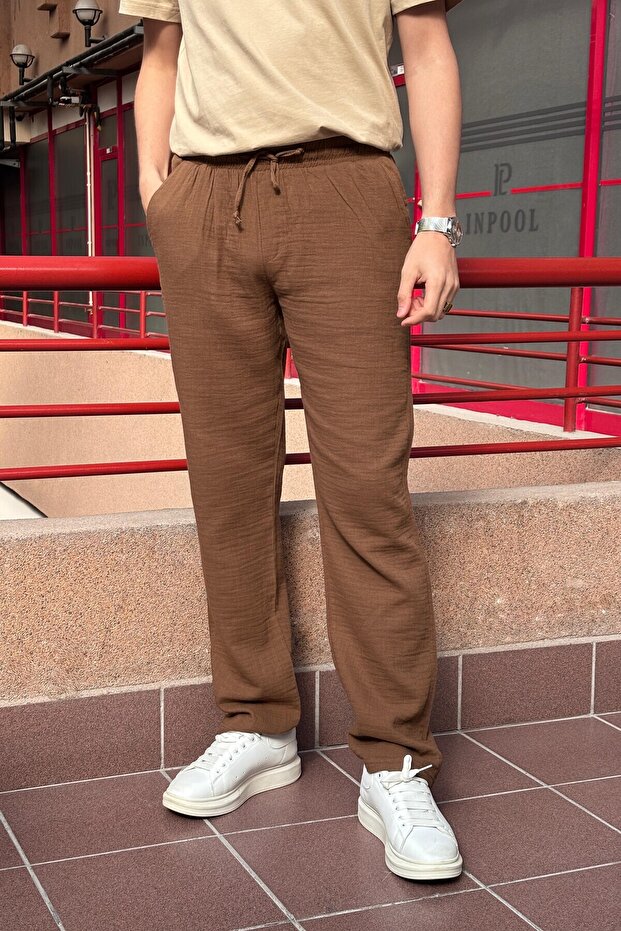 Elastic Waist, Lace-Up, Oversize Fit, 100% Cotton Muslin Woven, Summer & Spring Season Pants 295